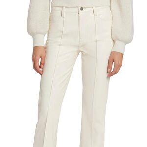 7 For all Manking High Rise Faux-leather pants color Ivory size large NWT